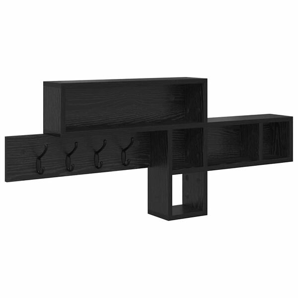 vidaXL Wandmontierter nachttisch mit Regal Schwarz Eichen-Optik