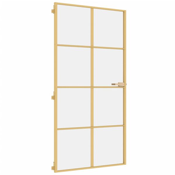vidaXL Innentür Schlank Golden 102,5x201,5 cm Hartglas und Aluminium