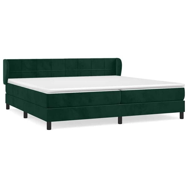 vidaXL Boxspringbett mit Matratze Dunkelgr&uuml;n 200x200 cm Samt