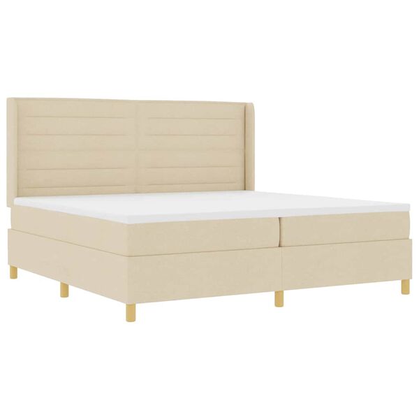 vidaXL Boxspringbett mit Matratze Creme 200 x 200 cm Stoff