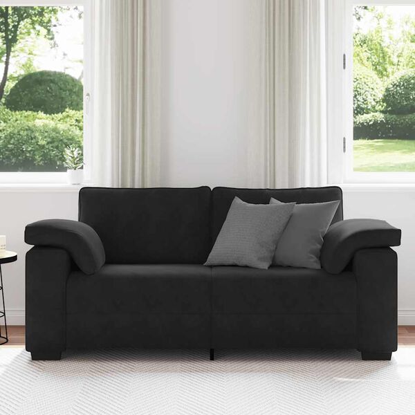 vidaXL Zweisitzer-Sofa Schwarz 180x77x82 cm Samt