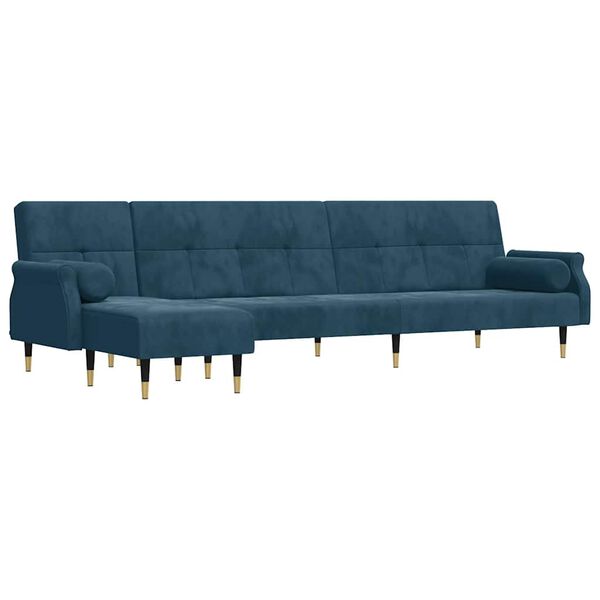vidaXL Schlafsofa in L-Form Blau 271x140x70 cm Samt