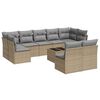 vidaXL 10-tlg. Garten-Sofagarnitur mit Kissen Beige Poly Rattan