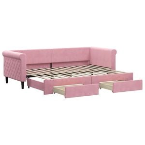 vidaXL Tagesbett Ausziehbar mit Schubladen Rosa 80x200 cm Samt