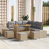 vidaXL Gartensofa-set mit Kissen mit Speicher 9 pcs Beige Poly Rattan