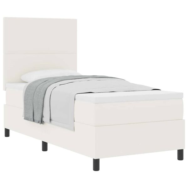 vidaXL Boxspringbett Creme und Weiß 203 x 80 x 128 cm Cordstoff