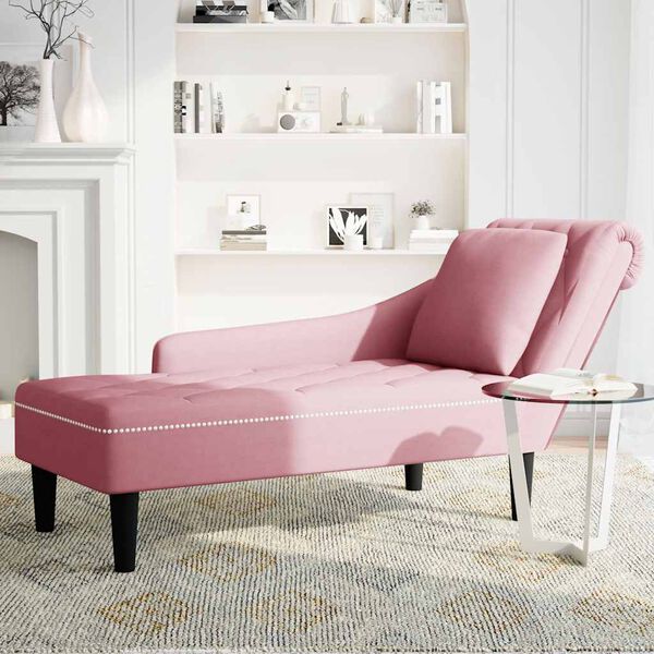 vidaXL Chaiselongue mit Kissen und Rechter Armlehne Rosa Samt