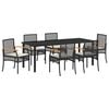 vidaXL Garten Essgruppe 7 stk. Schwarz Rattan