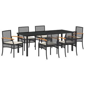 vidaXL Garten Essgruppe 7 stk. Schwarz Rattan