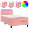 vidaXL Boxspringbett mit Matratze & LED Rosa 100x200 cm Samt