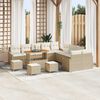 vidaXL Gartensofa-set mit Kissen 14 pcs Beige Poly-Rattan