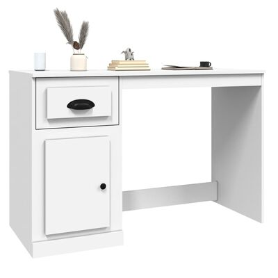 vidaXL Schreibtisch mit Schublade Weiß 115x50x75 cm Holzwerkstoff