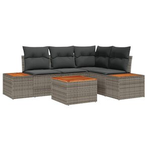 vidaXL Gartensofa-set mit Kissen 5 pcs Grau Poly-Rattan
