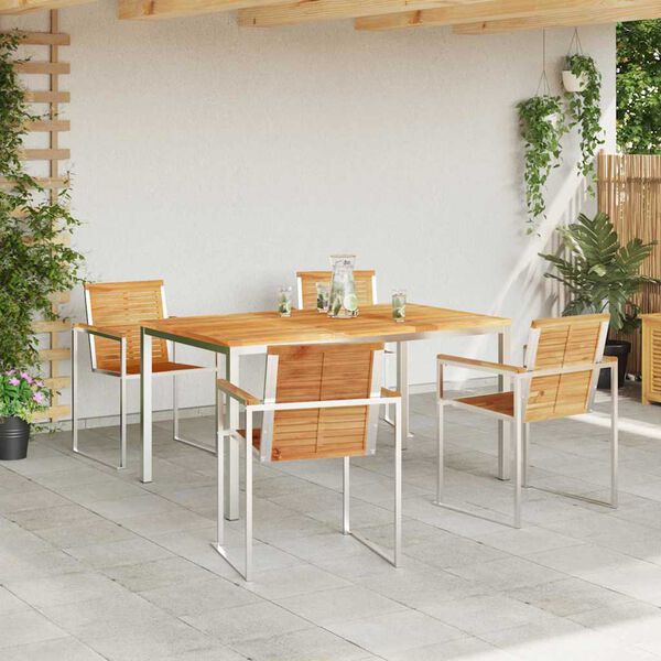 vidaXL Garten Essgruppe 5 pcs Braun Massivholz Teak
