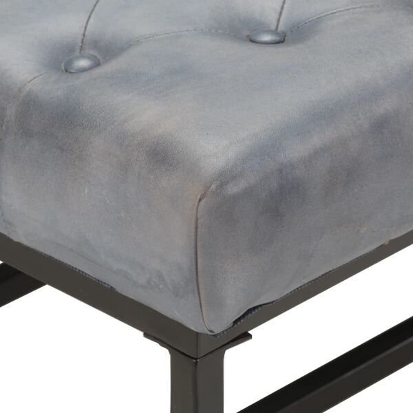 vidaXL Pouf Grau 80x80x43 cm Echtleder