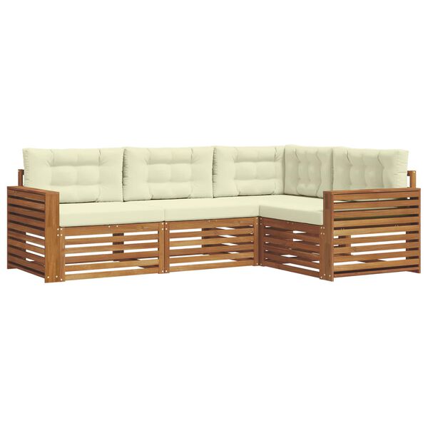 vidaXL Outdoor-Sofagarnitur mit Kissen 4 pcs Natur und Creme