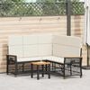 vidaXL Garten Liegesofa Set Schwarz und Cremewei&szlig; 164 x 164 x 112 cm