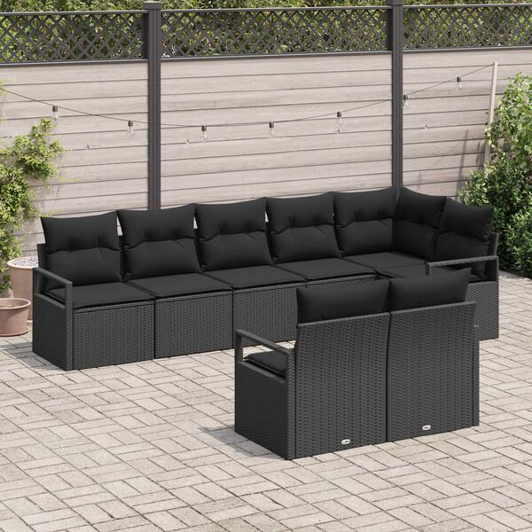 vidaXL Sofa Set 8 pcs Schwarz Poly-Rattan