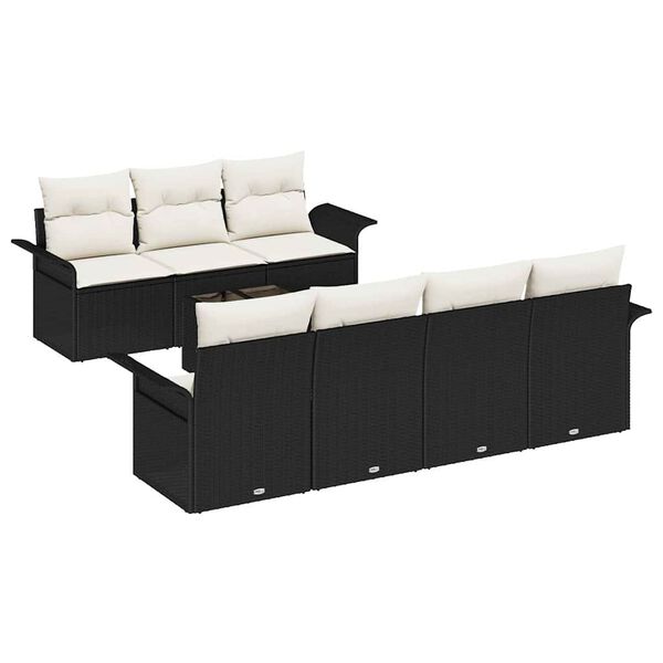 vidaXL Gartensofa-set mit Kissen 8 pcs Schwarz und Creme Poly-Rattan