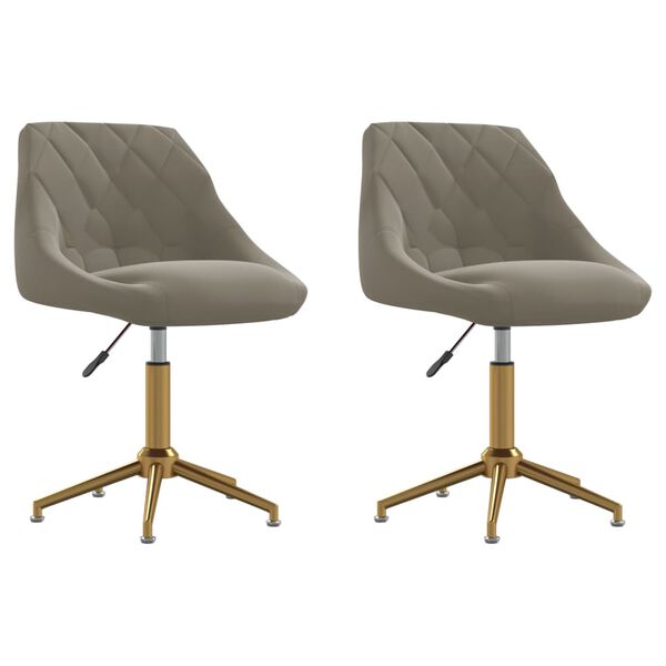 vidaXL Esszimmerst&uuml;hle 2 Stk. Drehbar Hellgrau Samt