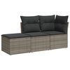 vidaXL 3-tlg. Garten-Sofagarnitur mit Kissen Grau Poly Rattan