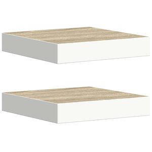 vidaXL Schweberegale 2 Stk. Eichen-Optik und Wei&szlig; 23x23,5x3,8 cm MDF