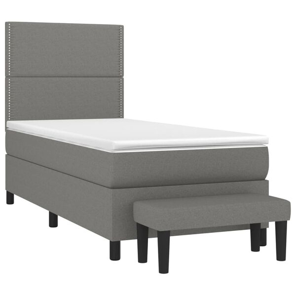 vidaXL Boxspringbett mit Matratze Dunkelgrau 80x200 cm Stoff
