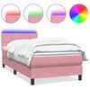 vidaXL Boxspringbett mit Matratze & LED Rosa 100x220 cm Samt