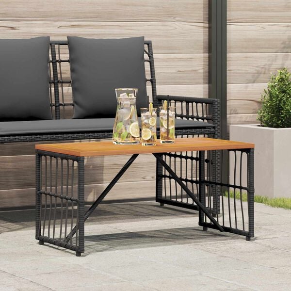 vidaXL Tisch f&uuml;r Outdoor Schwarz 80 x 40 x 40 cm Stahl und Poly Rattan