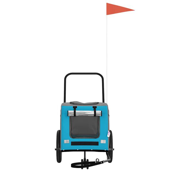 vidaXL Fahrradanh&auml;nger f&uuml;r Haustiere mit Speicher Blau und Grau
