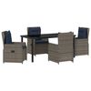vidaXL Garten Essgruppe 5 pcs Grau Poly Rattan