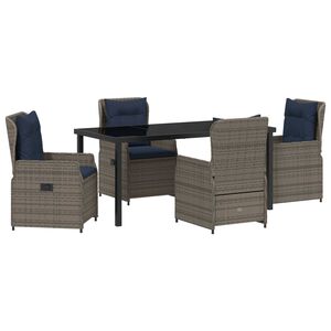 vidaXL Garten Essgruppe 5 pcs Grau Poly Rattan
