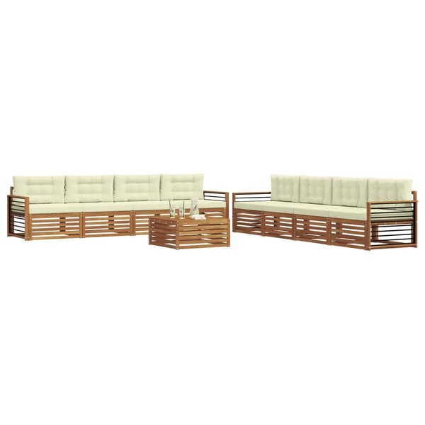 vidaXL Outdoor-Sofagarnitur mit Kissen 9 pcs Natur und Creme
