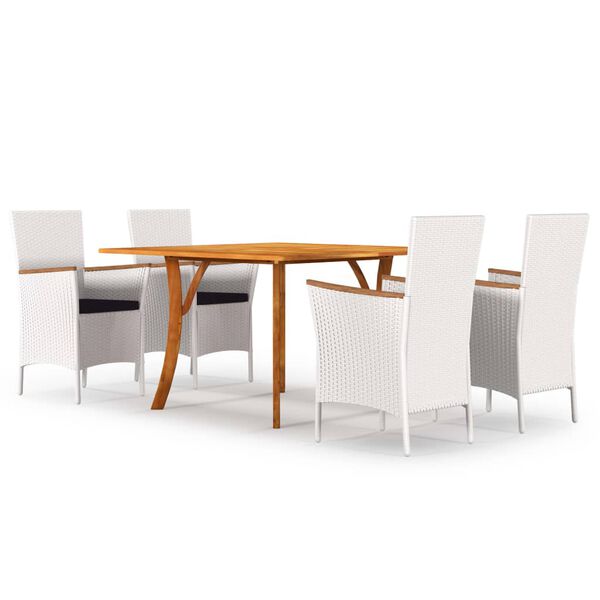 vidaXL 5-tlg. Garten-Essgruppe Wei&szlig;