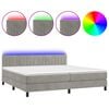 vidaXL Boxspringbett mit Matratze & LED Hellgrau 200x200 cm Samt