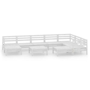 vidaXL 10-tlg. Garten-Lounge-Set Massivholz Kiefer Wei&szlig;
