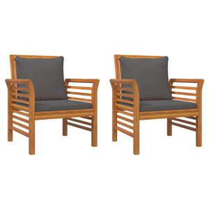 vidaXL Gartensessel mit Dunkelgrauen Kissen 2 Stk. Massivholz Akazie