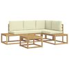 vidaXL Outdoor-Sofagarnitur 4 St&uuml;ck Wei&szlig; und Creme Polyester