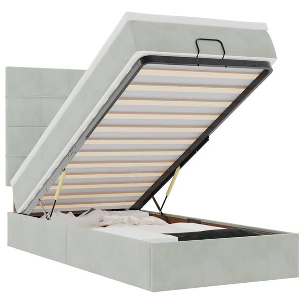 vidaXL Ottoman-Bett mit Matratzen Hellgrau 90x190 cm Samt