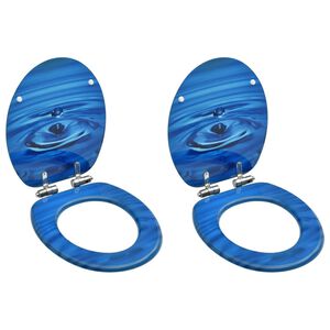 vidaXL Toilettensitze Soft-Close-Deckel 2 Stk. MDF Blau Wassertropfen