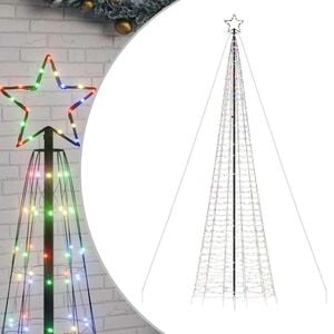 vidaXL LED Weihnachtsbaum mit Erdspie&szlig;en 1534 LEDs Mehrfarbig 500 cm