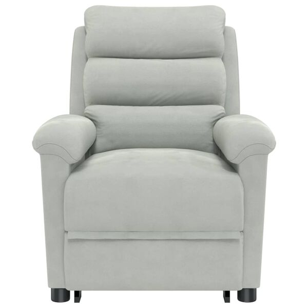 vidaXL Massagesessel mit Aufstehhilfe Hellgrau Samt