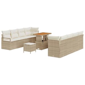 vidaXL Gartensofa-set 11 stk. Beige Poly-Rattan