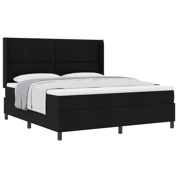 vidaXL Boxspringbett mit Matratze Schwarz 200 x 180 cm Stoff