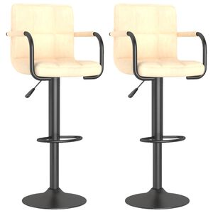 vidaXL Barhocker 2 Stk. Creme Samt