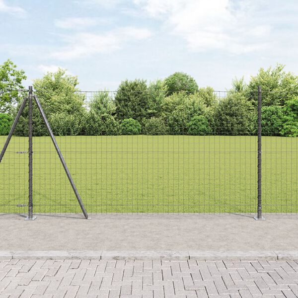 vidaXL Zaun mit Pfosten Grau 1,2 x 25 m Stahl und PVC