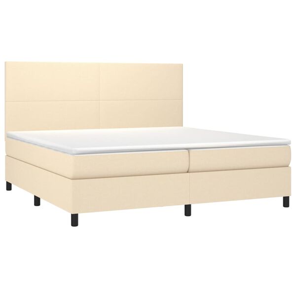 vidaXL Boxspringbett mit Matratze & LED Creme 200x200 cm Stoff