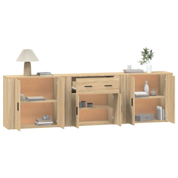 vidaXL Sideboards 3 Stk. Sonoma-Eiche Holzwerkstoff
