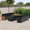 vidaXL Gartensofa-set mit Kissen 12 pcs Schwarz Poly-Rattan