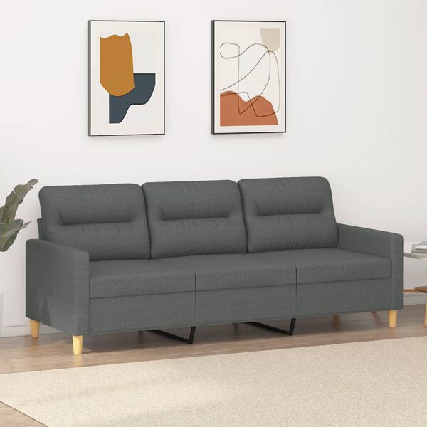 vidaXL 3-Sitzer-Sofa Dunkelgrau 180 cm Stoff